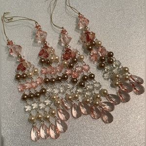 4x EUC vintage pink beaded tassels Christmas